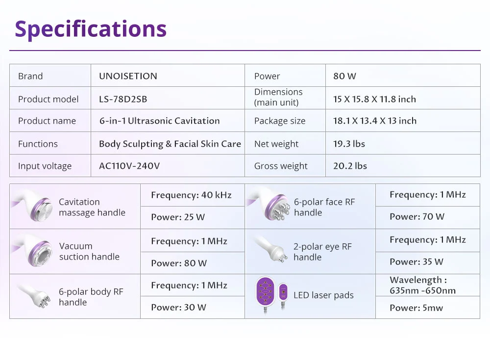 ultrasonic cavitation device parameters